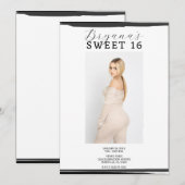 白黒フォトフレーム おしゃれ モダン スイート16 招待状 (正面/裏面)