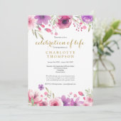 白黒フォトフローラお祝いの生活 招待状 (スタンド正面)