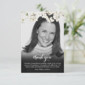 白黒フォトブロッサムフローラ葬儀 サンキューカード (スタンド正面)