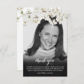白黒フォトブロッサムフローラ葬儀 サンキューカード (正面/裏面)