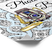 白黒フォトブースの結婚看板ポスター ポスター (角)