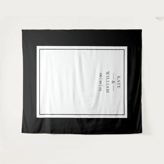 白黒フォトブ結婚ースの背景 タペストリー (正面(横))