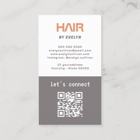 白黒フォトヘアQRコード名刺 名刺 (裏面)