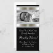 白黒フォトベビー誕生の発表 案内状 (正面/裏面)