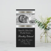 白黒フォトベビー誕生の発表 案内状 (スタンド正面)