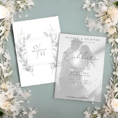 白黒フォトボタニカル結婚ズ 招待状