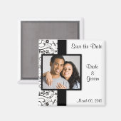 白黒フォトマグネットの日付を保存 マグネット (正面/裏面)