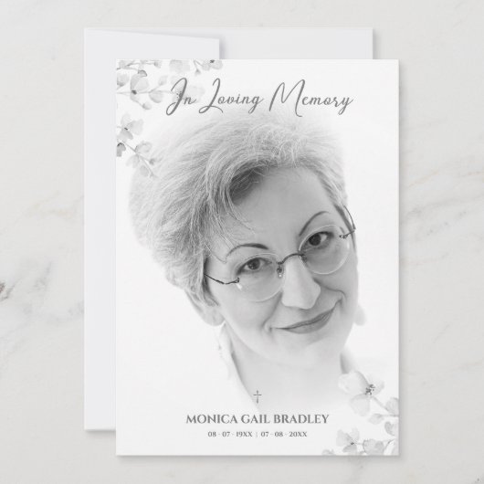 白黒フォトメモリーサービス親愛の内容 ノートカード (正面)