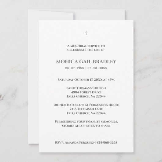 白黒フォトメモリーサービス親愛の内容 ノートカード (裏面)