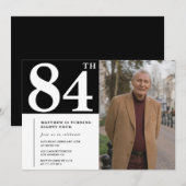 白黒フォトメンズ84歳の誕生日招待状 招待状 (正面/裏面)