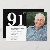 白黒フォトメンズ91歳の招待状 招待状 (正面/裏面)