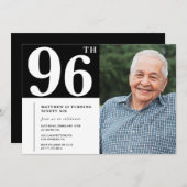 白黒フォトメンズ96歳の誕生日招待状 招待状 (正面/裏面)