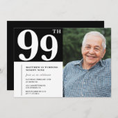 白黒フォトメンズ99歳の招待状 招待状 (正面/裏面)