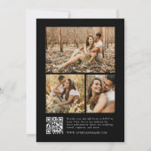 白黒フォトモダンコラージュQRコー結婚ド 招待状 (裏面)