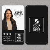 白黒フォトロゴポートレート モダン 名刺