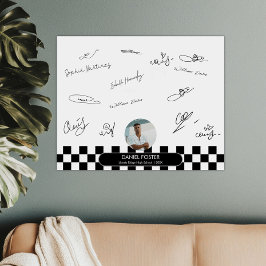 白黒フォト卒業シグネチャーポスター フォトプリント           