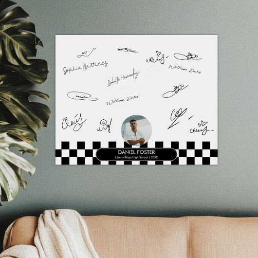 白黒フォト卒業シグネチャーポスター フォトプリント           