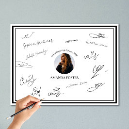 白黒フォト卒業パーティーの署名 ポスター