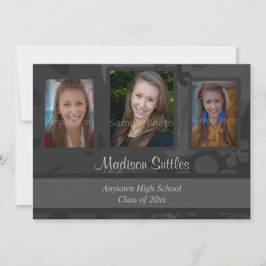 白黒フォト卒業パーティー招待状 招待状 (正面)