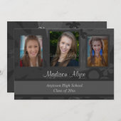 白黒フォト卒業パーティー招待状 招待状 (正面/裏面)