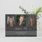 白黒フォト卒業パーティー招待状 招待状 (スタンド正面)