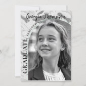 白黒フォト卒業高校カレッジ 招待状 (正面)