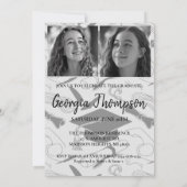 白黒フォト卒業高校カレッジ 招待状 (裏面)