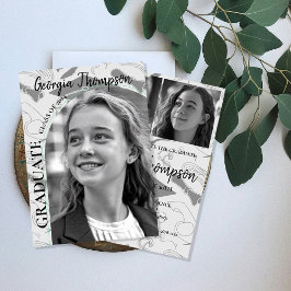 白黒フォト卒業高校カレッジ 招待状