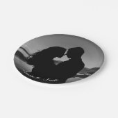 白黒フォト婚約 ペーパープレート (アングル)