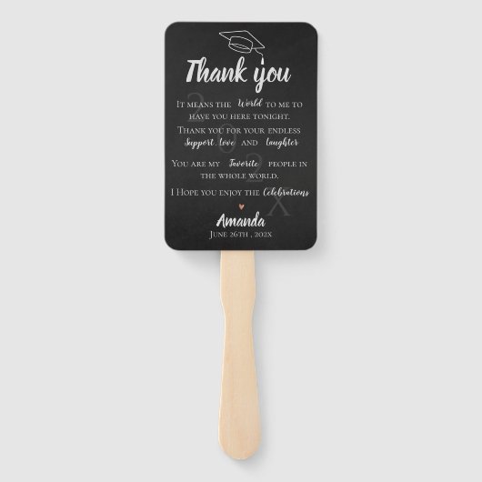 白黒フォト引用文クラス卒業ありがとう ハンドファン (裏面)