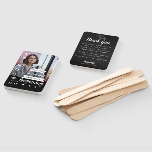 白黒フォト引用文クラス卒業ありがとう ハンドファン (組立なし)