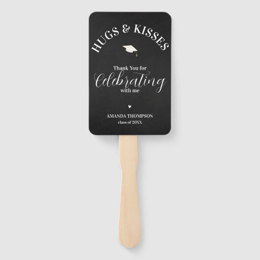 白黒フォト引用文クラス卒業ありがとう ハンドファン (裏面)