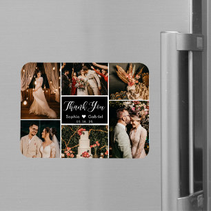 白黒フォト結婚コラージュのThank You Magnet マグネット