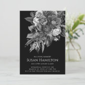 白黒フォト葬儀メモリアル発表 招待状 (スタンド正面)