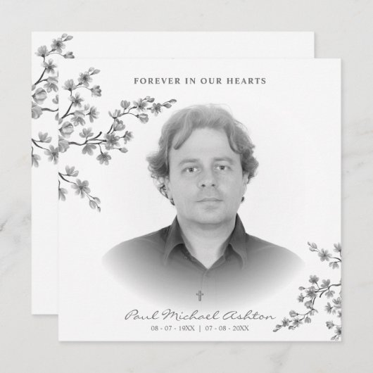 白黒フォト記念葬儀サービス ノートカード (正面/裏面)