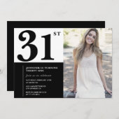 白黒フォト31番目の誕生日招待状 招待状 (正面/裏面)