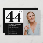 白黒フォト44番目の誕生日招待状 招待状 (正面/裏面)