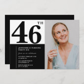 白黒フォト46番目の誕生日招待状 招待状 (正面/裏面)