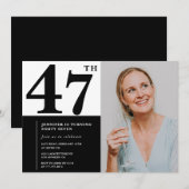 白黒フォト47番目の誕生日招待状 招待状 (正面/裏面)