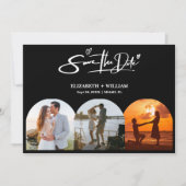 白黒フォトQRコードエレガントな結婚式 セーブザデート (正面)