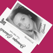 白黒フォトQRコードエレガントタイポグラフィ 名刺