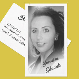 白黒フォトQRコードエレガントタイポグラフィ 名刺