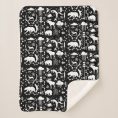 白黒フォレスト子供部屋動物トラックパターン シェルパブランケット (正面)