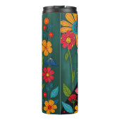 白黒フォークアート猫と花お洒落 タンブラー (裏面)