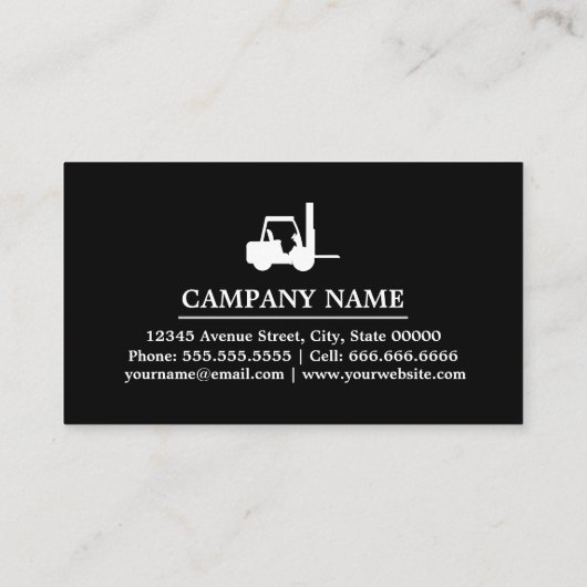 白黒フォークリフト，ロジシック – プロフェッショナル 名刺 (裏面)