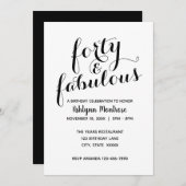 白黒フォーティエレガントー&ファブラス誕生日 招待状 (正面/裏面)