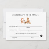 白黒フォーマルの子犬の養子縁組の証明書 (正面)