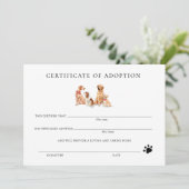 白黒フォーマルの子犬の養子縁組の証明書 (スタンド正面)