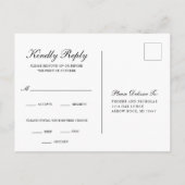 白黒フォーマルの食事の結婚選択RSVP インビテーションポストカード (裏面)