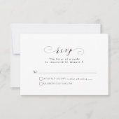 白黒フォーマルのRSVPカード 出欠カード (正面)